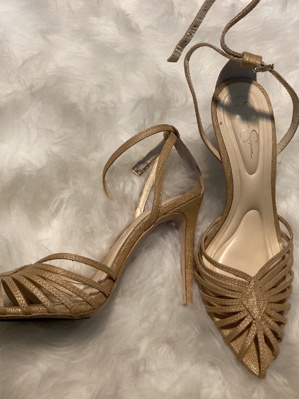 Jessica Simpson Gold Tweed Heel